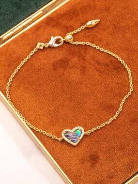 Kendra Scott Gold Ari Heart Abalone Shell Chain Bracelet
